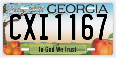 GA license plate CXI1167