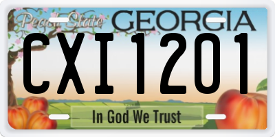 GA license plate CXI1201