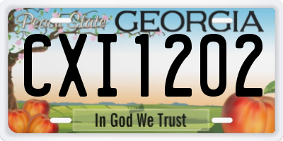 GA license plate CXI1202