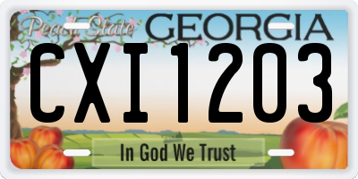 GA license plate CXI1203