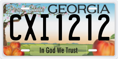 GA license plate CXI1212