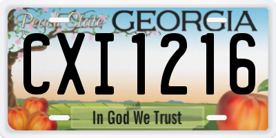 GA license plate CXI1216