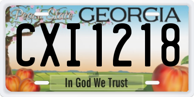 GA license plate CXI1218