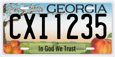 GA license plate CXI1235