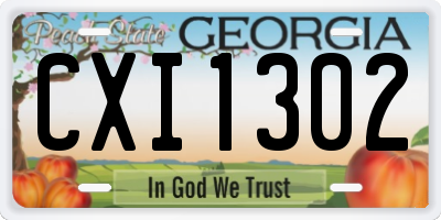 GA license plate CXI1302