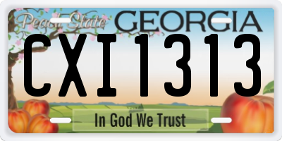 GA license plate CXI1313