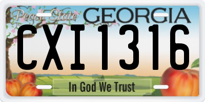 GA license plate CXI1316