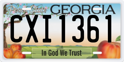 GA license plate CXI1361