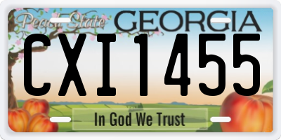 GA license plate CXI1455