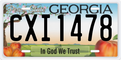 GA license plate CXI1478