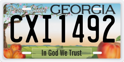 GA license plate CXI1492