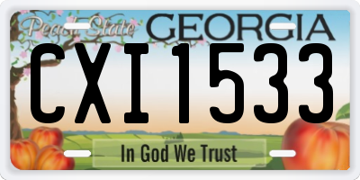 GA license plate CXI1533