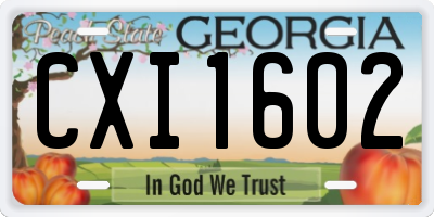 GA license plate CXI1602