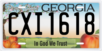 GA license plate CXI1618