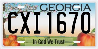 GA license plate CXI1670