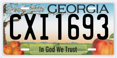 GA license plate CXI1693