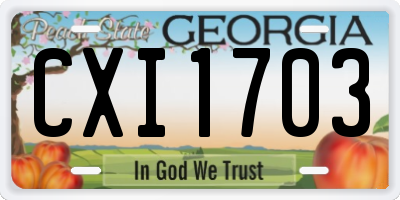 GA license plate CXI1703