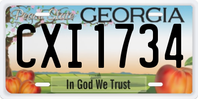 GA license plate CXI1734