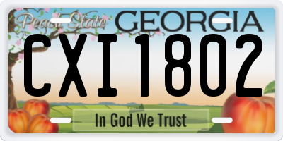 GA license plate CXI1802