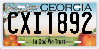 GA license plate CXI1892