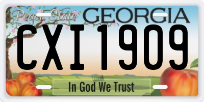 GA license plate CXI1909