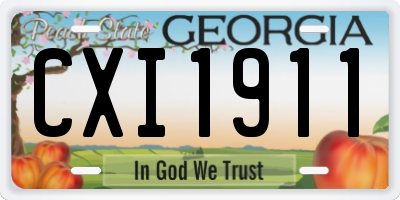GA license plate CXI1911