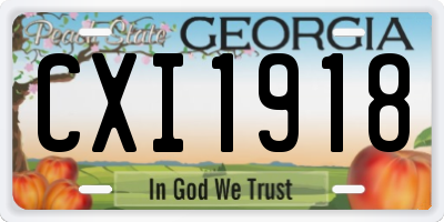 GA license plate CXI1918