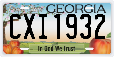 GA license plate CXI1932