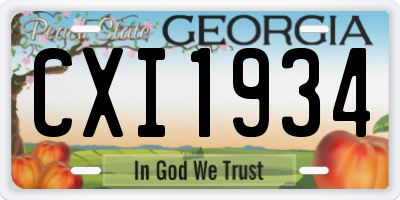 GA license plate CXI1934