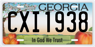 GA license plate CXI1938