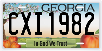GA license plate CXI1982