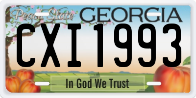 GA license plate CXI1993
