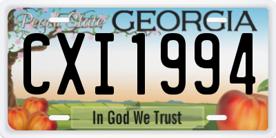 GA license plate CXI1994