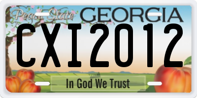 GA license plate CXI2012
