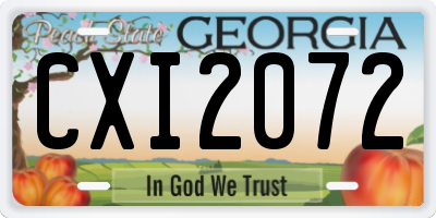 GA license plate CXI2072