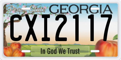 GA license plate CXI2117