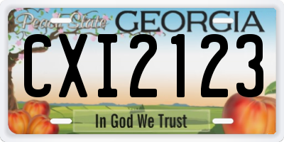 GA license plate CXI2123