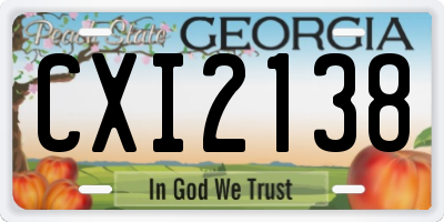 GA license plate CXI2138