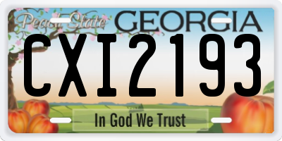 GA license plate CXI2193
