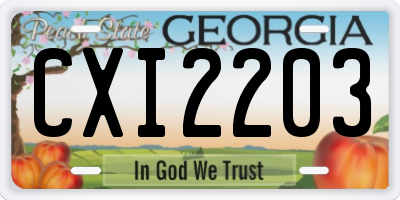 GA license plate CXI2203