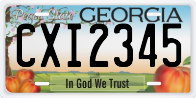GA license plate CXI2345
