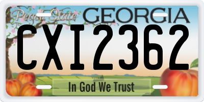 GA license plate CXI2362