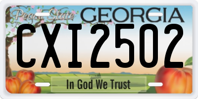 GA license plate CXI2502