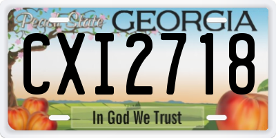 GA license plate CXI2718