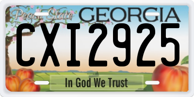GA license plate CXI2925