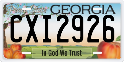 GA license plate CXI2926