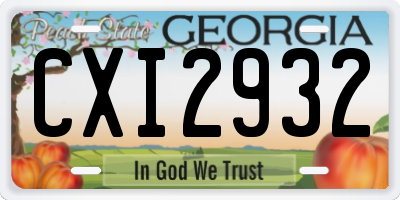 GA license plate CXI2932