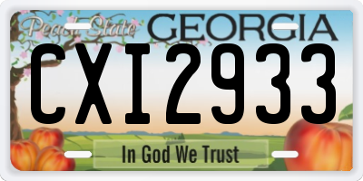 GA license plate CXI2933