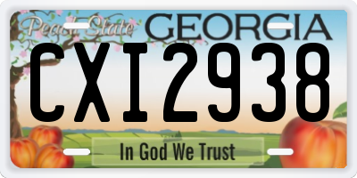 GA license plate CXI2938