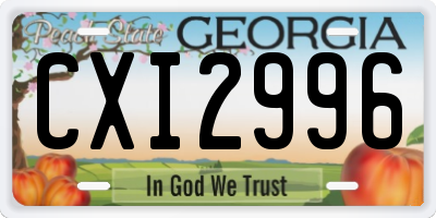 GA license plate CXI2996